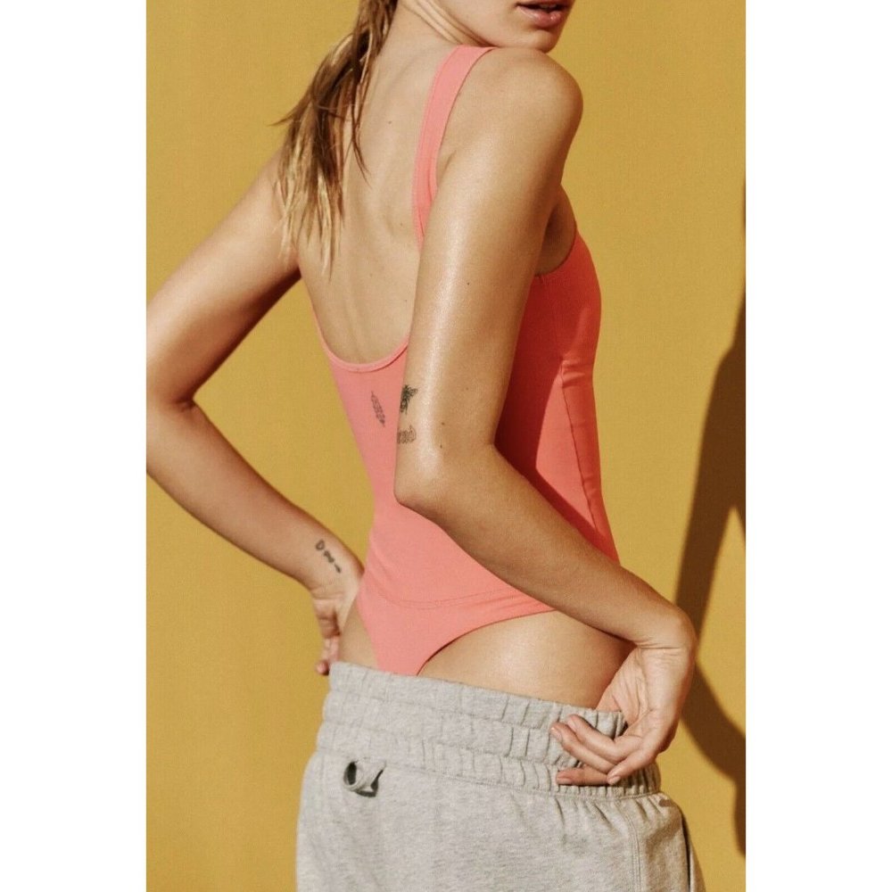Free People Movement Heart of Gold Leotard‎ Bodysuit Strawberry New XS